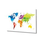 Miyrem Renkli Dünya Haritası Cam Tablo - Colorful Map 110X70- myrm2004
