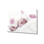Miyrem Şapkalı Uyuyan Bebek Cam Tablo 110X70- myrm7444