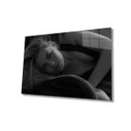 Miyrem Siyah Beyaz İnsan Fotoğrafları Kadın Cam Tablo Art 110X70- myrm6000