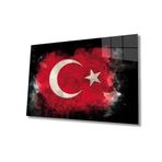 Miyrem Siyah Fonlu Türk Bayrağı Ay Yıldız Cam Siyah Fon 110X70- myrm1216