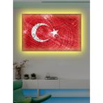 Miyrem Türk Bayrağı (Bir Hilal Uğruna Ya Rab)-Led-Işıklı Seri - Renkli - Retro, Soyut ve Minimalist Tablolar Zevkinize göre