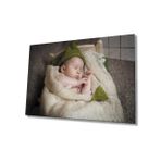 Miyrem Yeşil Şapkalı Uyuyan Bebek Cam Tablo 110X70- myrm7340