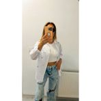 Miyu Kadın Beyaz Taşlı Gömlek - Açık Beyaz - S - M