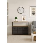 miyuhome 2 Raflı 6 Çekmeceli Konsol Kitaplık Deri Çekmeceli Çocuk Odası Organizer antrasit