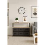 miyuhome 2 Raflı 6 Çekmeceli Konsol Kitaplık Deri Çekmeceli Çocuk Odası Organizer antrasit