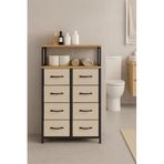 miyuhome 2 Raflı 8 Çekmeceli Banyo Düzenleyici Deri Çekmeceli Banyo Organizer Wc Organizer krem