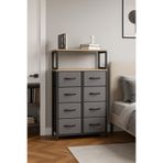 miyuhome 2 Raflı 8 Çekmeceli Şifonyer Yatak Odası Çocuk Odası Düzenleyici Deri Çekmeceli Organizer gri