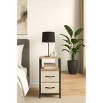 miyuhome 2 Raflı Komodin Deri Çekmeceli Düzenleyici Yatak Odası Organizer Metal Komodin krem