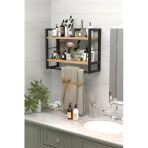 Miyuhome 2 Raflı Metal Düzenleyici Havluluk Baharatlık Duvara Monte Banyo Rafı Metal Organizer Çok Amaçlı Raf