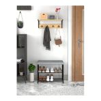 Miyuhome 2'Li Set Oturaklı Metal Ayakkabılık + Portmanto Duvara Monte Elbise Askısı