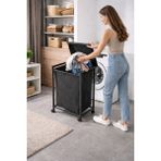 miyuhome 75 Litre Kapaklı Çamaşır Sepeti Kirli Sepeti Frenli Tekerlekli Metal Çamaşır Sepeti Çok Amaçlı Sepet