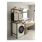 miyuhome Çamaşır Makinesi Dolabı Deri Çekmeceli Raflı Çamaşır Makinesi Düzenleyici Banyo Rafı Banyo Organizer