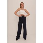 Mizalle 18KGMZL2011002 Lacivert Çizgili Bol Paça Kadın Pantolon