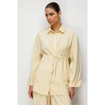 Mizalle Beli Büzgülü Modal Dokulu Tunik, L, M2MZ1030210247, Sarı, Kadın
