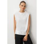 Mizalle Ekru Kolsuz Basic Saten Bluz - XL