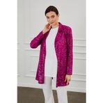 Mizalle Full Payet İşli Düğmesiz Fuşya Pembe Abiye Ceket