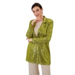 Mizalle Full Payet İşli Düğmesiz Yeşil Pembe Abiye Ceket
