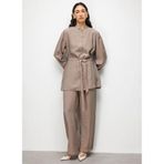 Mizalle Hakim Yaka Modal Dokulu Rengi Tunik, S, M2MZ1030210243, Bej, Kadın