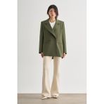 Mizalle Kadın Oversize Haki Blazer Ceket Çift Yırtmaçlı Yumuşak Polyester Tasarım