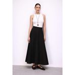 Mizalle Pamuklu Evaze Volanlı Maksi Etek, S, M2MZ1010110129, Siyah, Kadın