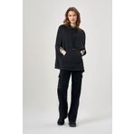 Mizalle Pelerin Kapüşonlu Siyah Sweatshirt