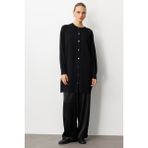 Mizalle Premium Rayon Uzun Düğmeli Siyah Hırka - XL