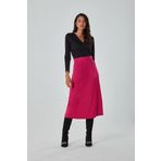Mizalle Saten Dökümlü Fuşya Etek - XL