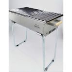 Mizan Marina Grill Kömürlü Mangal L 60 cm Dayanıklı Krom Gövde ve Portatif Kısa Ayaklı Tasarım