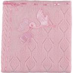 Mızmız Bebe Elyaflı Leylekli Battaniye 80 x 100 cm Pembe
