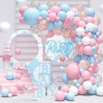 Mizontami 149 Adet Pembe Mavi Balon Çelenk Kiti Cinsiyet Reveal Dekorasyon Bebek Duş Balon Yay Pastel Pembe Mavi Konfeti Balonlar Erkek Kız Bebek Cinsiyet Reveal Party için