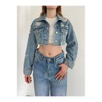 MIZUKI Taşlı Cepli Crop Denim Kot Ceket