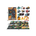 MJ TOYS 1:64 Dieacast Inşaat Seti Metal Inşaat Seti Ve Oyun Halısı Beton Mikseri Forklift Kepçe Kamyon