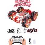 Mj Toys Buhar Atan Şarjlı Uzaktan Kumandalı Akrobat Araba Duman Atar Stunt Drift 4x4 Oyuncak Araba - Kırmızı