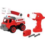 Mj Toys Matkaplı Sök Tak Itfaiye Seti 30 Parça - Eğitici Oyuncak - Kırmızı