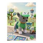 MJ TOYS Paw Patrol Köpek Yürüyen, Havlayan Müzikli Tasmalı Kumandalı Peluş Oyuncak Rocky Yeşil
