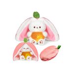 MJ TOYS Peluş Çilek Tavşan Uyku Arkadaşı 40 Cm Peluş Oyuncak Işıklı Hareketli Müzikli Bebek Oyuncakları