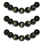 MJDCB İp dizmek için boncuklar 10 mm 35 adet altın obsidiyen yarı değerli taş boncuklar, delikli doğal gevşek yuvarlak taş boncuklar, takı, bileklik, kolye üretimi için