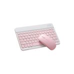 Mk-4 Kablosuz Ergonomik Apple-Android-Windows Manyetik Tablet Kılıf Uyumlu Klavye Mouse Kiti(Türkçe Q Klavye) (PEMBE)