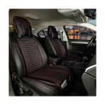 Mk Express kia Capital Lüx Full Deri Oto Koltuk Kılıfı Ön Arka Takım (Giydirme Tip) Siyah Kırmızı - Universal