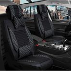 Mk Express kia Capital Uyumlu Ön Arka 5 Li Set Yarı Deri London Serisi Oto Koltuk Kılıfı Siyah Beyaz Renk - Siyah - Beyaz