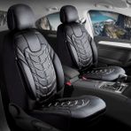 Mk Express Mk -Peugeot 206 Uyumlu Deri Oto Koltuk Kılıfı 5 Li Set Classy Serisi Siyah Beyaz Nakışlı Renk - Siyah - Beyaz