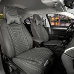 Mk Express renault Laguna Uyumlu Ön Arka 5 Li Set Yarı Deri Exclusive Serisi Oto Koltuk Kılıfı Füme Renk