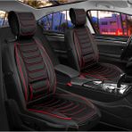 Mk Express Renault Megane 4 Hb Uyumlu Ön Arka 5 Li Set Yarı Deri Miami Serisi Oto Koltuk Kılıfı Siyah Kırmızı Renk - Siyah - Kırmızı