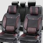 Mk Express seat Leon Uyumlu Ön Arka 5 Li Set Barosa Serisi Oto Koltuk Kılıfı Siyah Kırmızı Renk - Siyah - Kırmızı