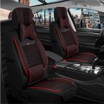 Mk Express seat Leon Uyumlu Ön Arka 5 Li Set Yarı Deri London Serisi Oto Koltuk Kılıfı Siyah Kırmızı Renk - Siyah - Kırmızı