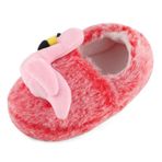 MK MATT KEELY Erkek kız hayvan terlikleri bebekler sevimli sıcak peluş karikatür ev terlikleri çocuklar için kaymaz kauçuk taban, Kırmızı Flamingo, 5/6 UK Child