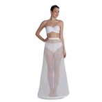 MK MODA ATELİER 1 Telli Elastik Bantlı Jupon A Kesim Gelinlik, Kaftan ve Abiye için Rahat Adım Yürüme Tarlatan J-901ED ekru M