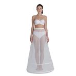 MK MODA ATELİER 2 Telli Elastik Bantlı Jupon A Kesim Gelinlik, Kaftan ve Abiye için Rahat Adım Yürüme Tarlatan J-902ED ekru M