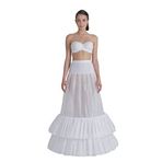 MK MODA ATELİER 3 Telli, 2 Fırfırlı Helen Gelinlik, Abiye ve Kaftan için Rahat Adım Yürüme Jupon Tarlatan J-602C ekru M