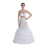 MK MODA ATELİER 3 Telli, 3 Fırfırlı Helen Gelinlik, Abiye ve Kaftan için Rahat Adım Yürüme Jupon Tarlatan J-603C ekru M